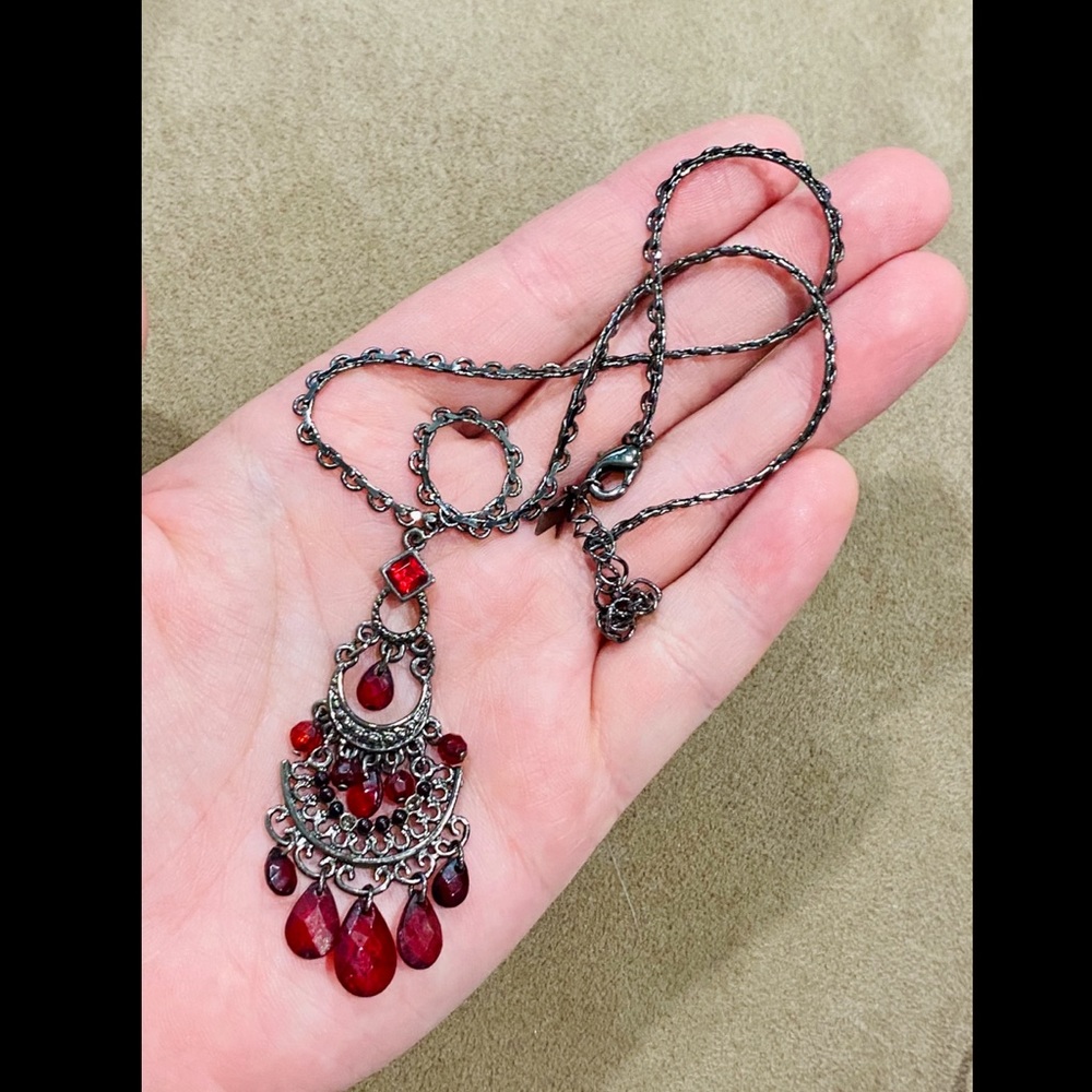 Red chandelier necklace
